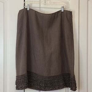 Eileen Fisher Irish Linen Skirt Ruffle Botyom Size L